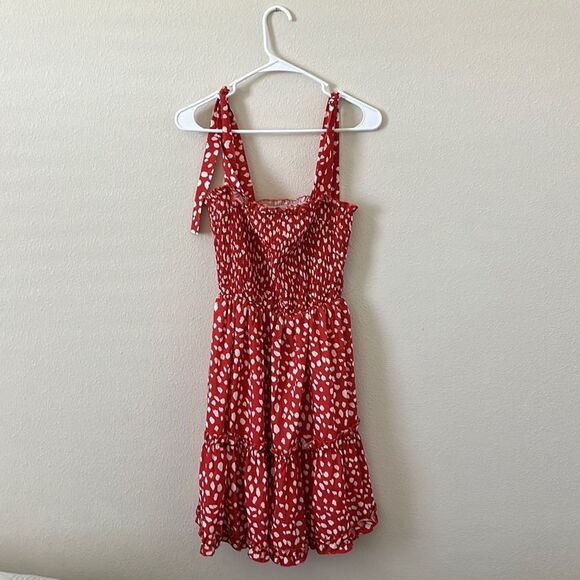 Women's Mini Dress Strappy Backless Pleated Flare Ruffle Polka Dot Dress… - Picture 6 of 9